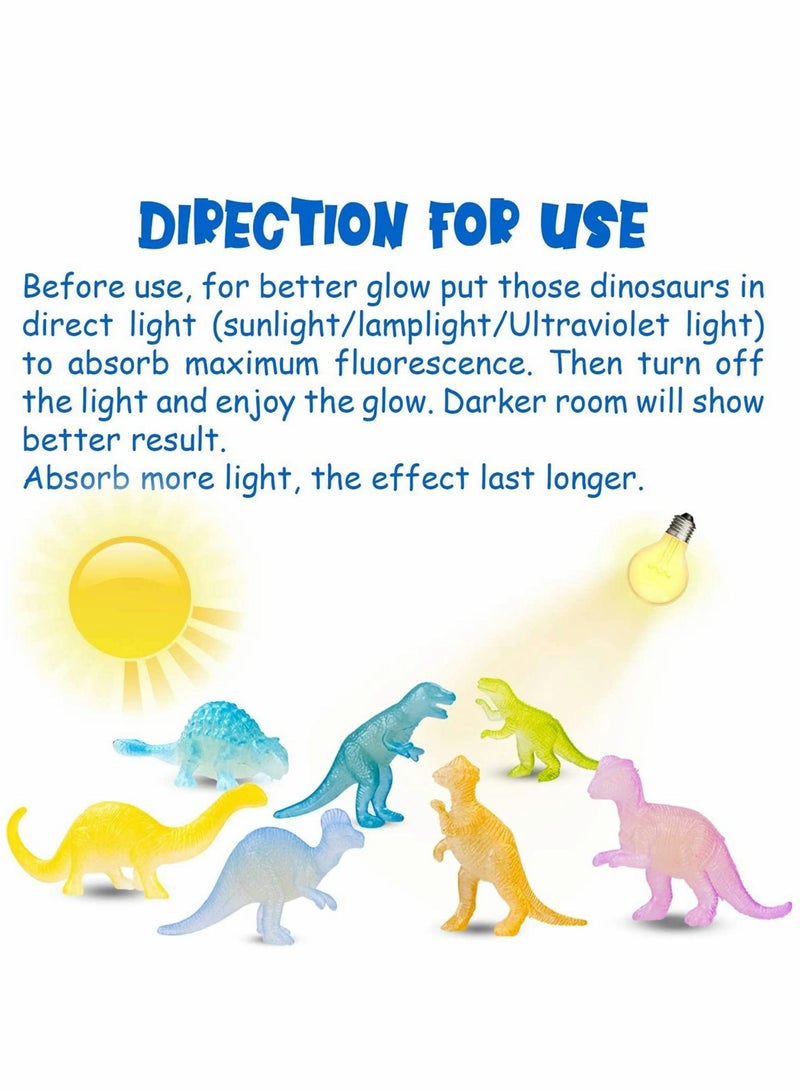 Mini Dinosaurs Toys 48PCS Glow in Dark Figure Dinosaur Party
