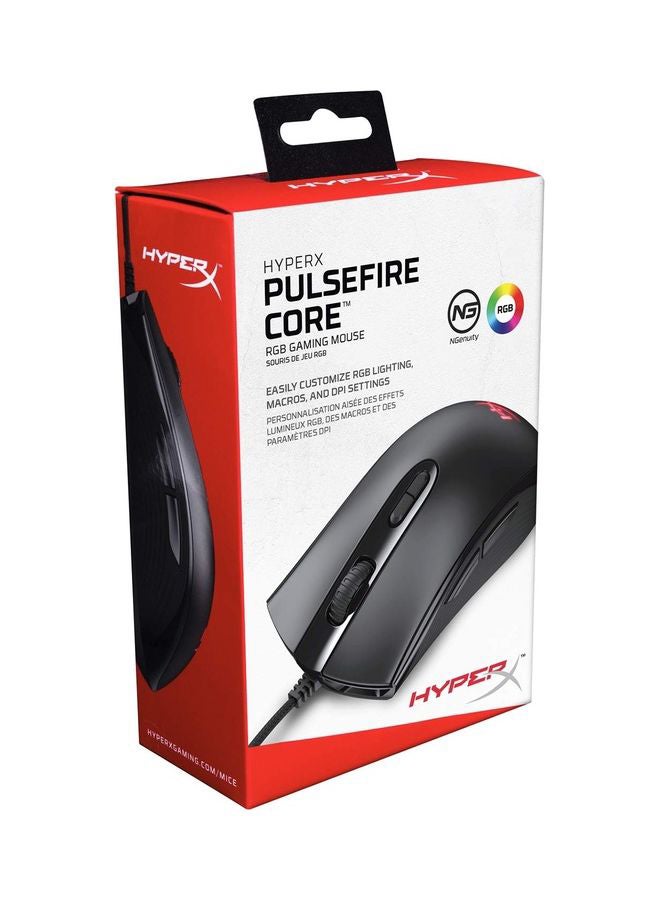 Pulsefire Core RGB Gaming Mouse, RGB Light Effects, Pixart 3327 Sensor up to 6,200 DPI, 7 Programmable Buttons, Comfortable Symmetric Design, Black | 4P4F8AA