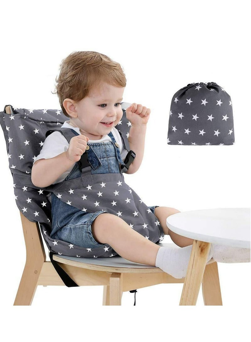 COOLBABY Baby Portable High Chair Travel Strap Seat Suitable For Toddler Feeding With Safe Washable Cloth Strap With Adjustable Shoulder Strap
