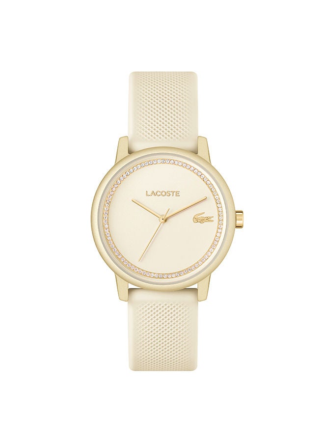 Women Analog Round Shape Silicone Wrist Watch 36 mm