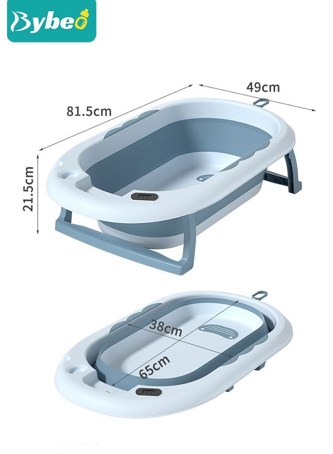 13 PCS Baby Bath Tub Foldable Bathtub With Temperature Sensing + Bathmat Cushion + Shower Cap + Washing Hair Shower Shampoo Cup *1 + Duckling toys *4 + Ocean Balls *5