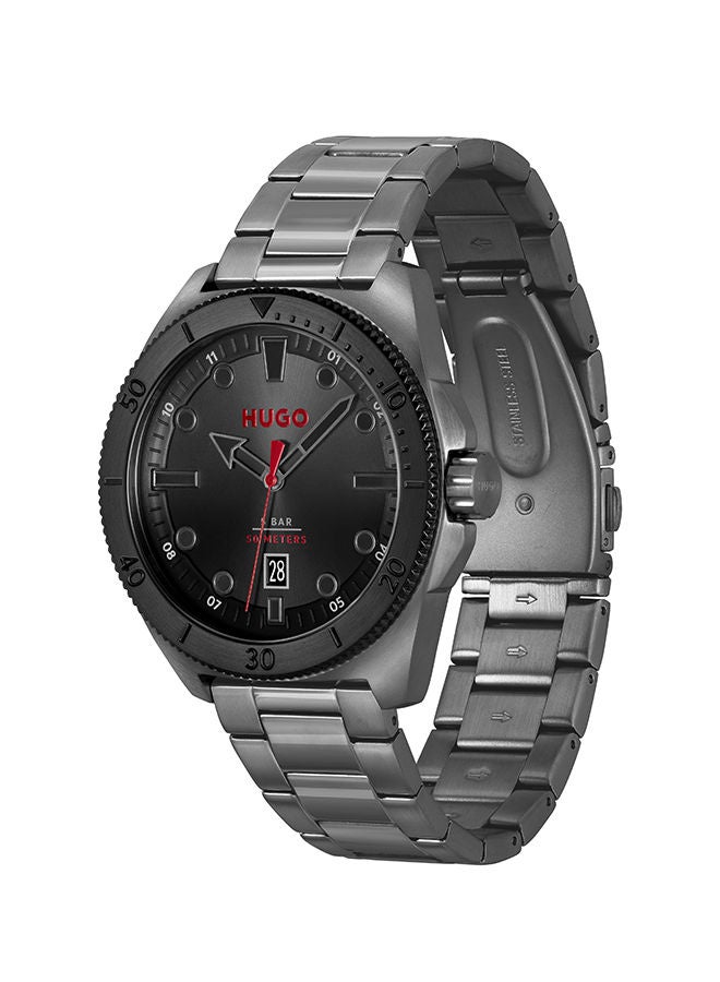Men Analog Round Shape Stainless Steel Wrist Watch 44 mm