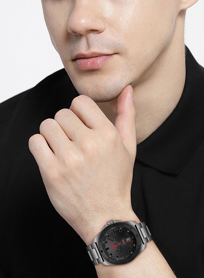 Men Analog Round Shape Stainless Steel Wrist Watch 44 mm