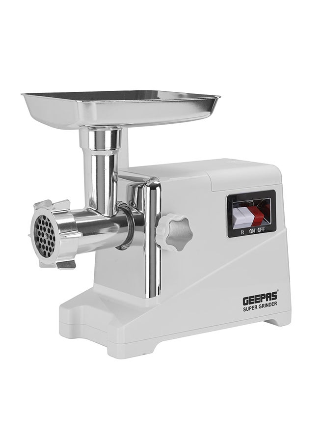 Metal Gear Meat Grinder with Reverse Function, Copper Material Motor, , 3 Cutting Plates -3MM, 5MM & 7 MM, Metal Gears 1600 W GMG1911 White