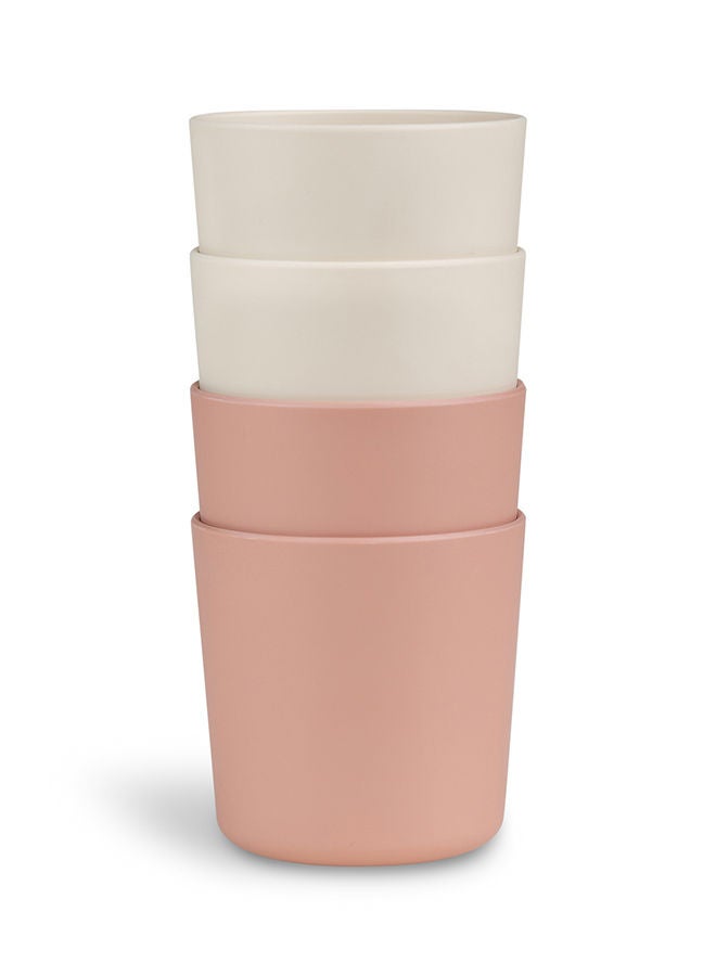 Set of 4 Unbreakable Cups 100% Organic, Reusable, Biodegradable, Environment Friendly, And Unbreakable - Pink/Cream