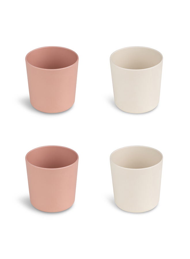 Set of 4 Unbreakable Cups 100% Organic, Reusable, Biodegradable, Environment Friendly, And Unbreakable - Pink/Cream