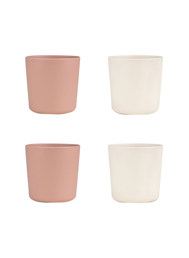 Set of 4 Unbreakable Cups 100% Organic, Reusable, Biodegradable, Environment Friendly, And Unbreakable - Pink/Cream