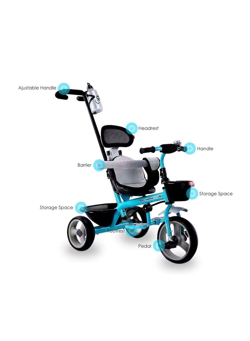 Blue Color Baby cycle for Kids tricycle With push Bar Ride On Tricycle Bike Baby Cycle Toys Kids baby entertainer tricycle With push Bar Cycle