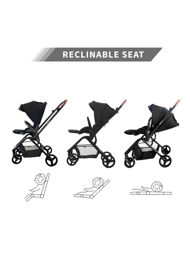 Reversible Stroll 1 Travel Stroller - Ultra-Compact, Multi-Recline, 0-4 Years - Black