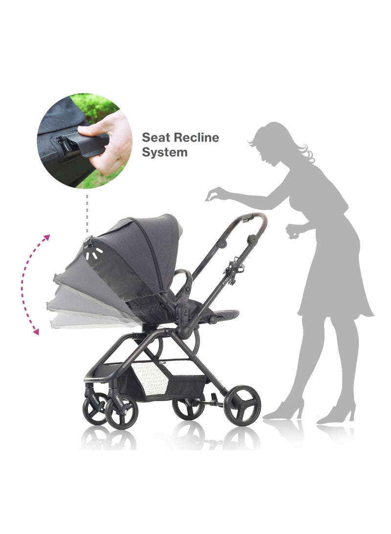 Reversible Stroll 1 Travel Stroller - Ultra-Compact, Multi-Recline, 0-4 Years - Black