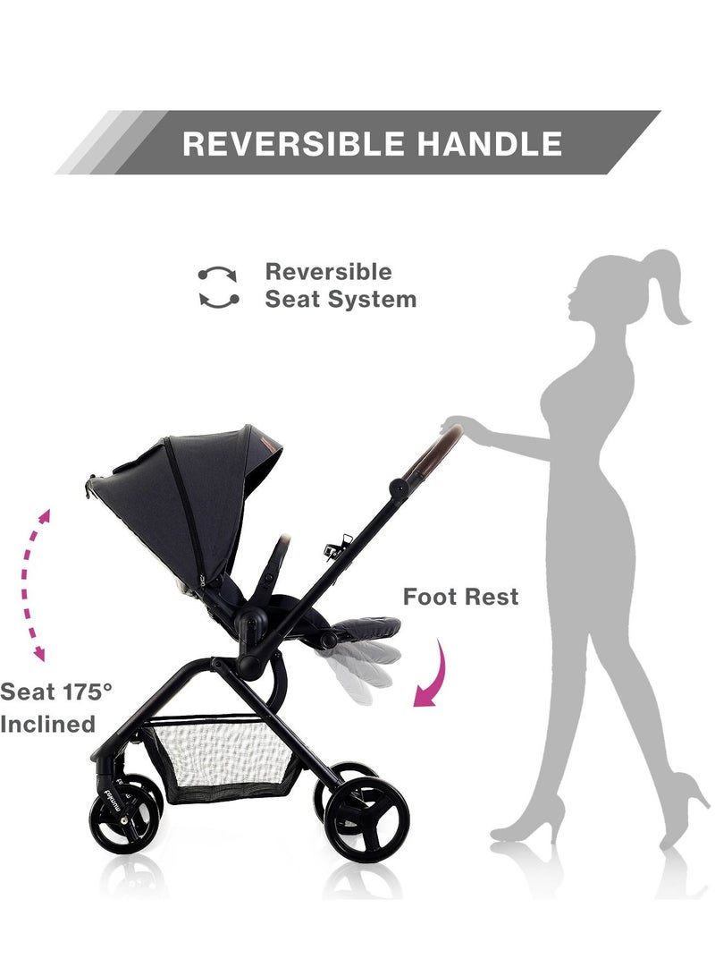 Reversible Stroll 1 Travel Stroller - Ultra-Compact, Multi-Recline, 0-4 Years - Black