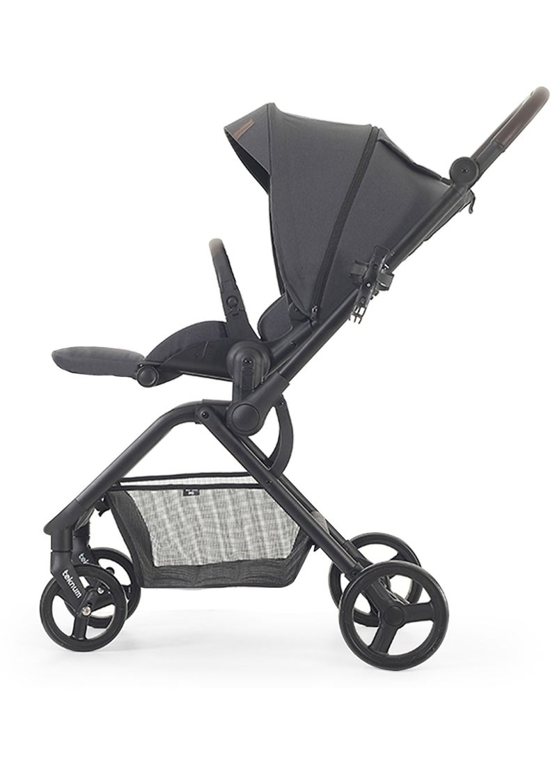 Lightweight Stroll - 1 Reversible Travel Baby Stroller With Large Basket - Grey