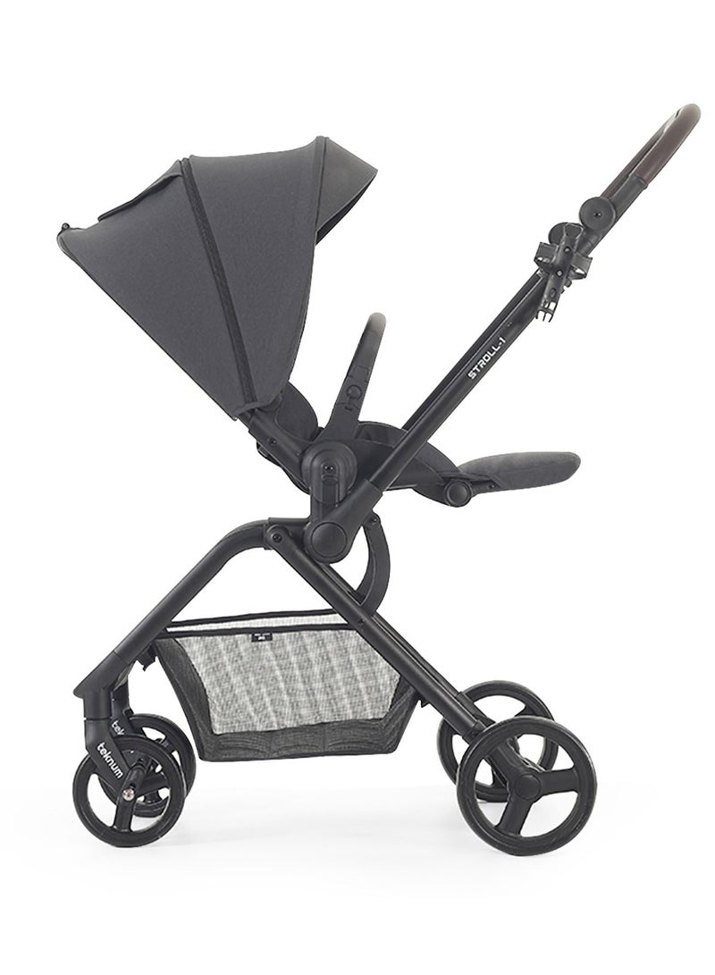 Lightweight Stroll - 1 Reversible Travel Baby Stroller With Large Basket - Grey