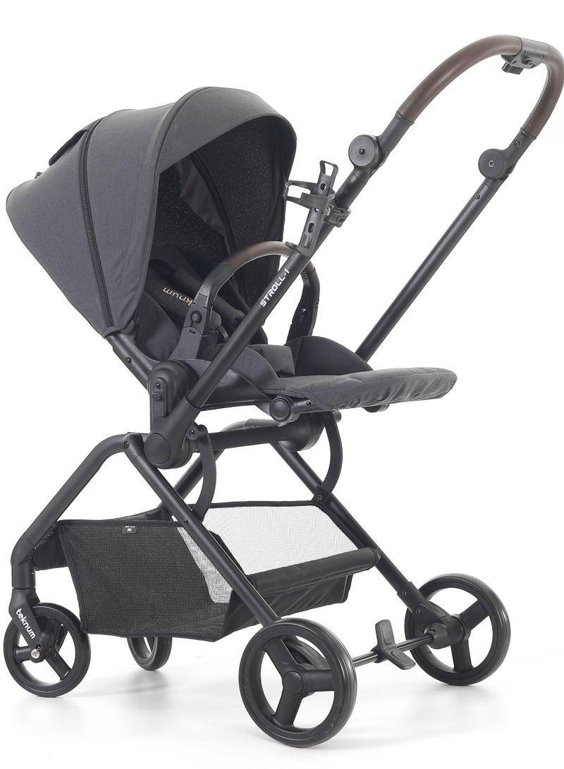 Lightweight Stroll - 1 Reversible Travel Baby Stroller With Large Basket - Grey