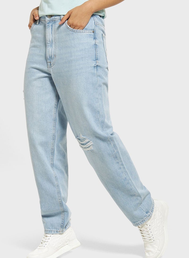 Pocket Detail High Waist Jeans
