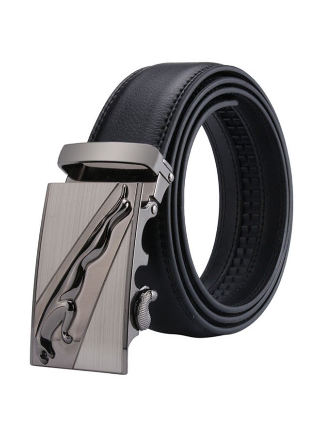 Genuine Leather Belt With Automatic Locking Buckle Black