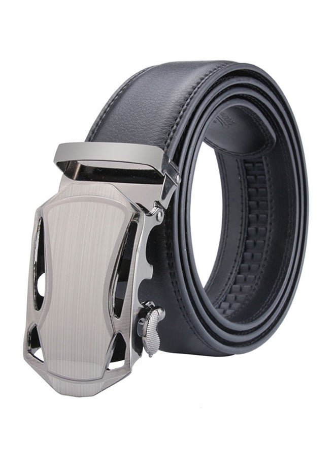 Genuine Leather Belt With Automatic Locking Buckle Black/Grey