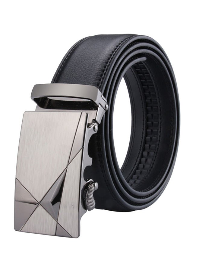 Genuine Leather Belt With Automatic Locking Buckle Black/Grey