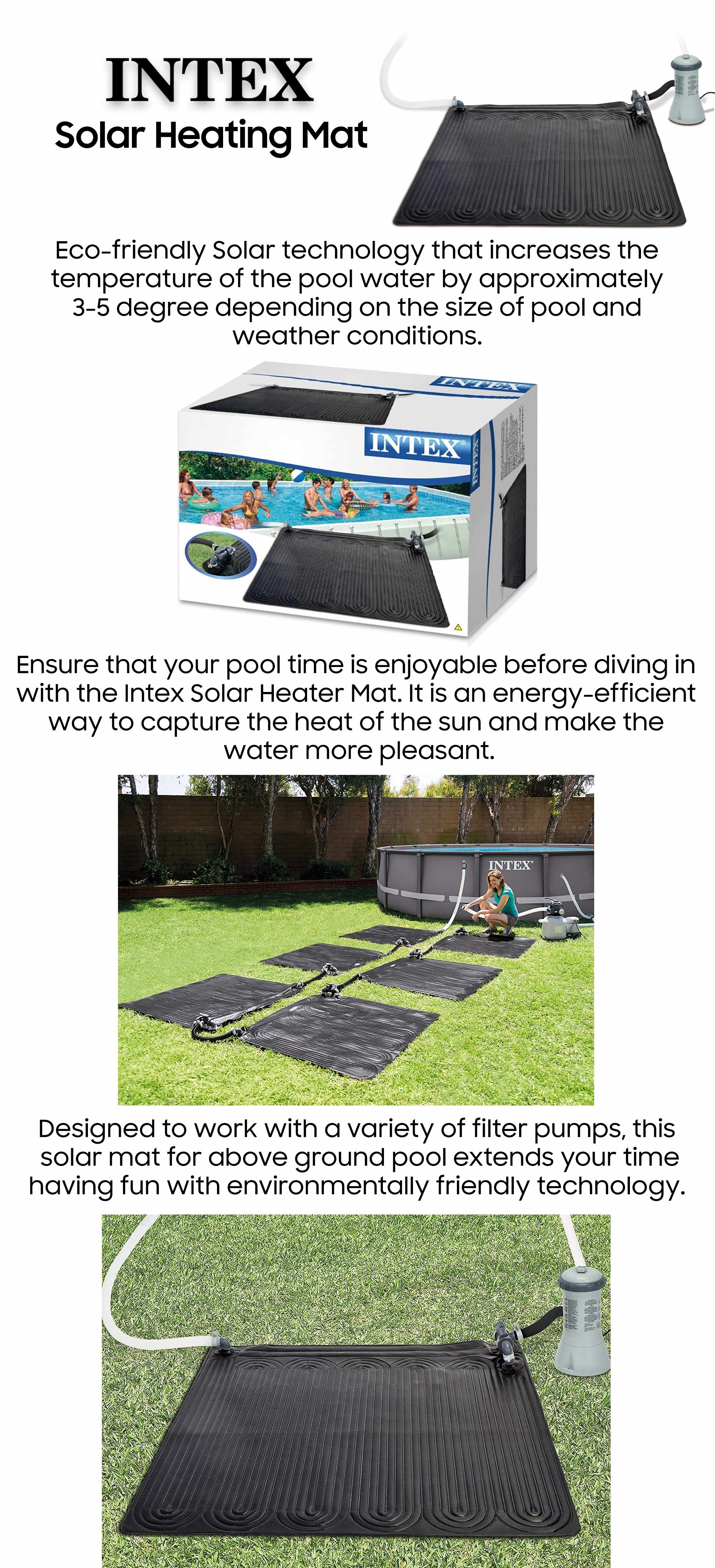 Solar Mat Above Ground Swimming Pool Water Heater 120x120cm