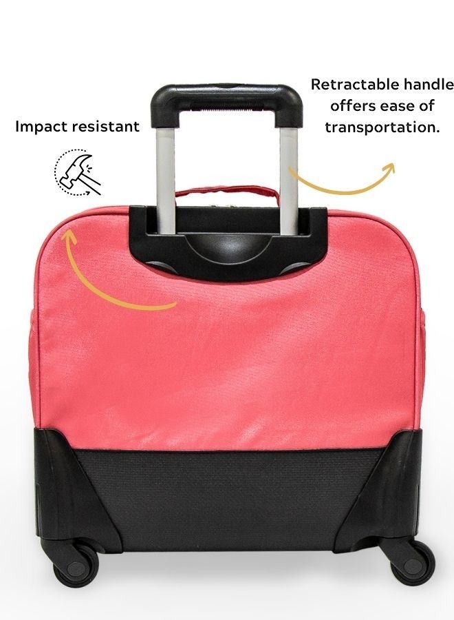 Wires 4-Wheeled Kids Trolley School Bag with Lunch Bag+Pencil Case(Dimensions: 46x32x22cm)-Pink