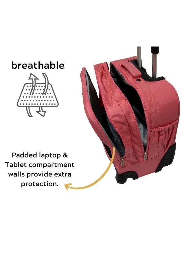 Wires 4-Wheeled Kids Trolley School Bag with Lunch Bag+Pencil Case(Dimensions: 46x32x22cm)-Pink
