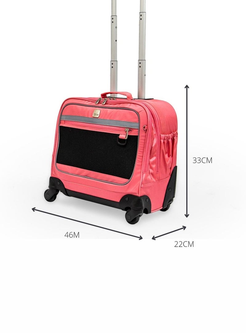 Wires 4-Wheeled Kids Trolley School Bag with Lunch Bag+Pencil Case(Dimensions: 46x32x22cm)-Pink
