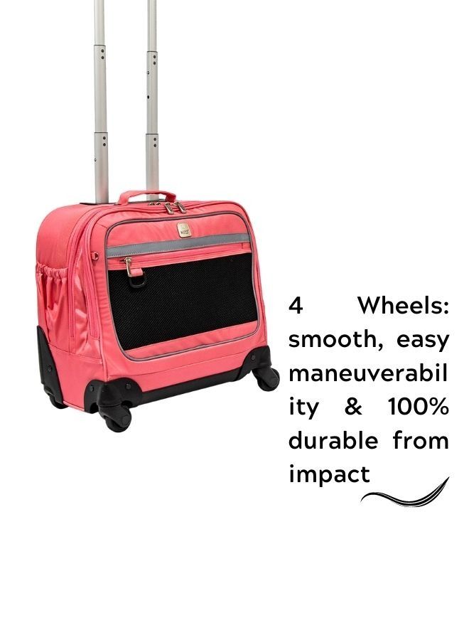 Wires 4-Wheeled Kids Trolley School Bag with Lunch Bag+Pencil Case(Dimensions: 46x32x22cm)-Pink