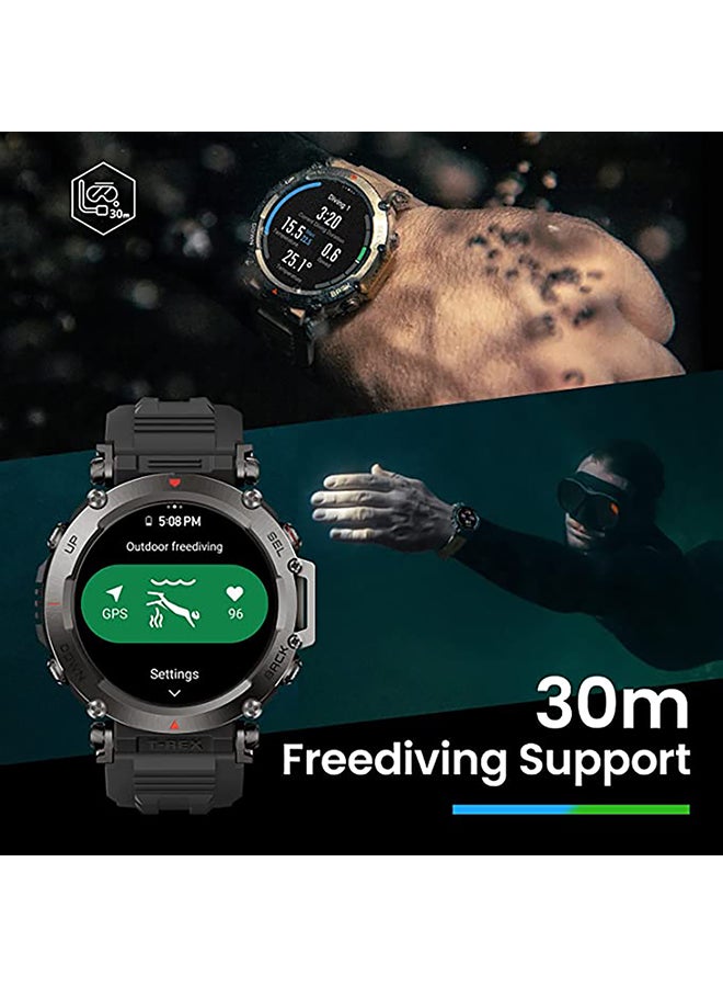 T-Rex Ultra 30m Freediving, Dual-Band GPS & Offline Map Support, Mud-Resistant & 100m Water-Resistant, Military-Grade Outdoor GPS Sports Watch Abyss Black