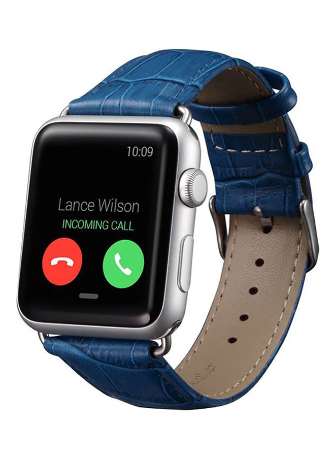 Leather Wristband Strap For Apple Watch 42mm Blue