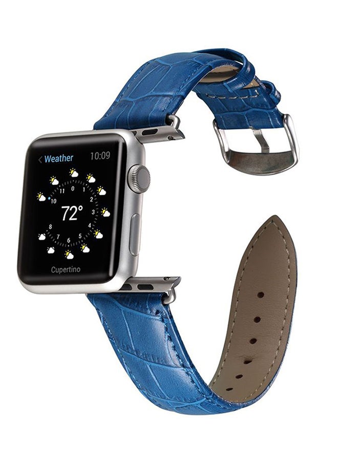 Leather Wristband Strap For Apple Watch 42mm Blue