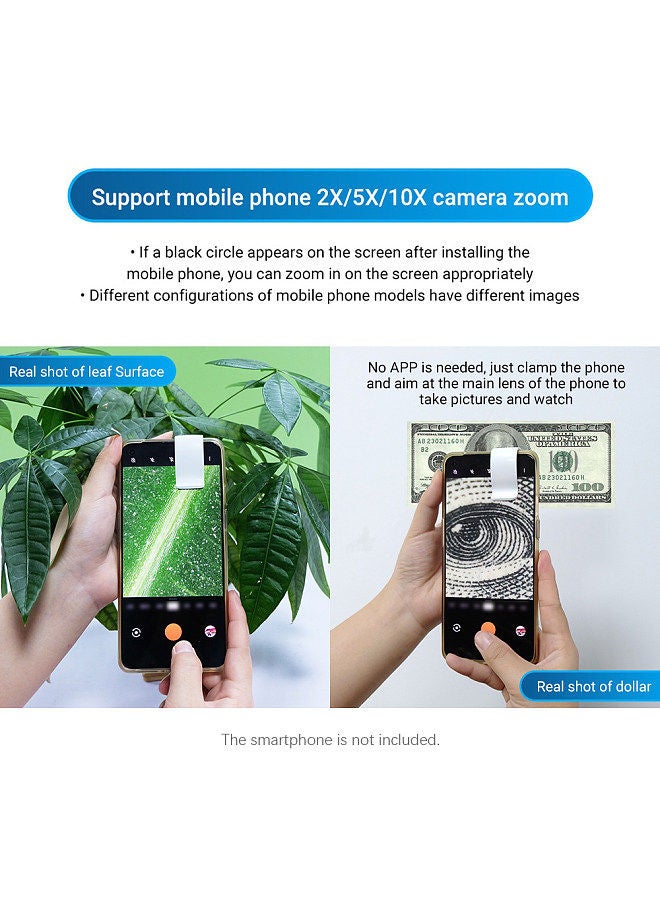 APEXEL MS002 200X Professional Phone Microscope Lens with Universal Phone Clip for Plant Insect Hair Skin Observation Jewelry Jade Appraisal Electronics Industry Testing