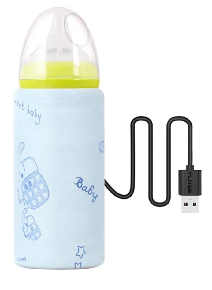 Baby Bottle Warmer Usb Portable Travel Infant Baby Feeding Bottle Water Constant Temperature Milk Warmer Feeding Bottle Warmer Heater For Car Travel Long Trip(Blue)