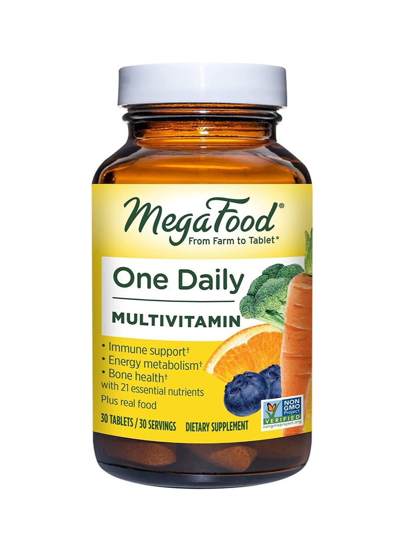 One Daily Multivitamin - Multivitamin for Women and Men - with Real Food - Immune Support Supplement -Vitamin C & Vitamin B - Bone Health - Energy Metabolism - Vegetarian, Non-GMO - 30 Tabs