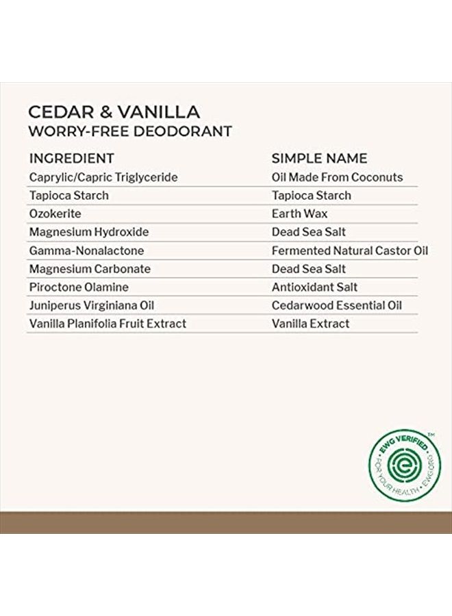 2-Pack Natural Aluminum-Free Deodorant for Sensitive Skin with Essential Oils, Plant-Based Packaging (Cedar & Vanilla, 2.5 Ounce (Pack of 2))