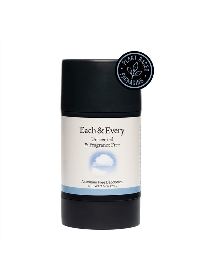 Natural Aluminum-Free Deodorant for Sensitive Skin with Essential Oils, Plant-Based Packaging, Fragrance Free, 2.5 Oz.