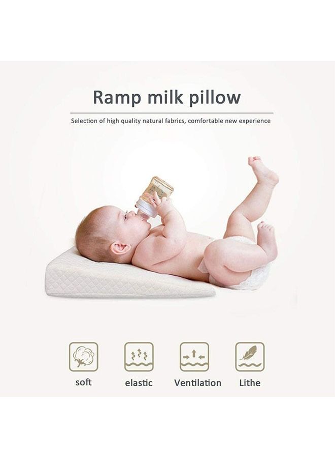 Crib Wedge for Baby Nursing Memory Foam Baby Sleeping Wedge Pillow Infant Sleep Pillow with Removal Waterproof Cotton Cover (White)