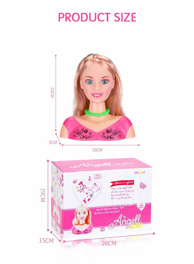 Hair Styling and Makeup Toys , Styling Head Dolls，Makeup and Hair Braid，Girls Doll Makeup Head Toys with Hair Dryer