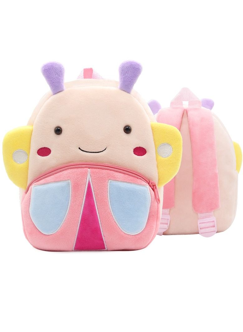 Cartoon butterfly plush animal backpack Children's kindergarten Knapsack Soft light Mini toy backpack Birthday gift