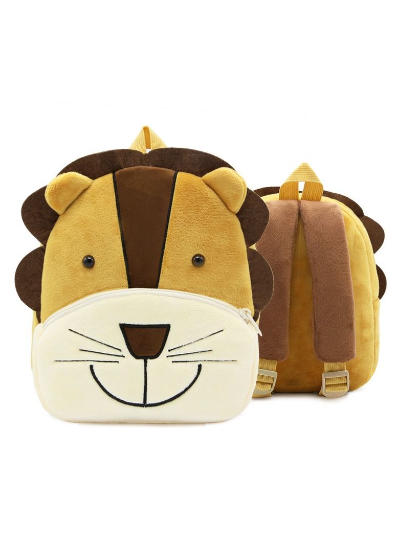 Cartoon lion plush animal backpack Children's Kindergarten Knapsack Soft light Mini toy backpack Birthday gift