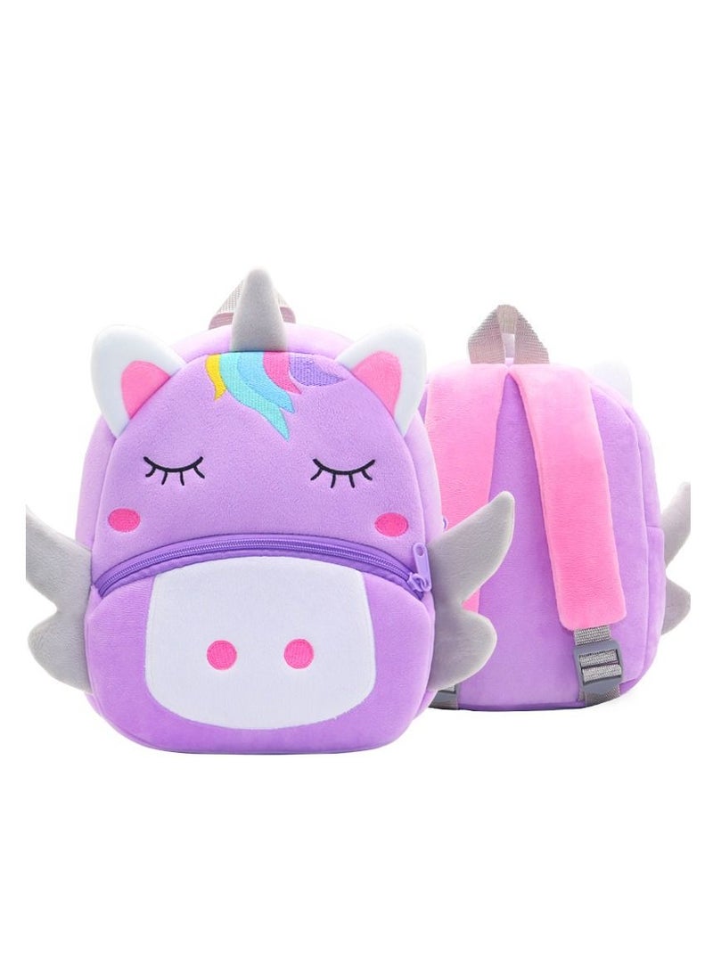 Cartoon unicorn plush animal backpack Children's Kindergarten Knapsack Soft light Mini toy backpack Birthday gift