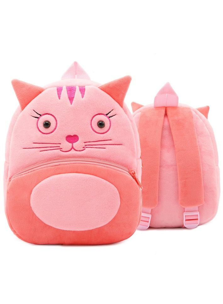 Cartoon cat plush animal backpack Children's Kindergarten Knapsack Soft light Mini toy backpack Birthday gift