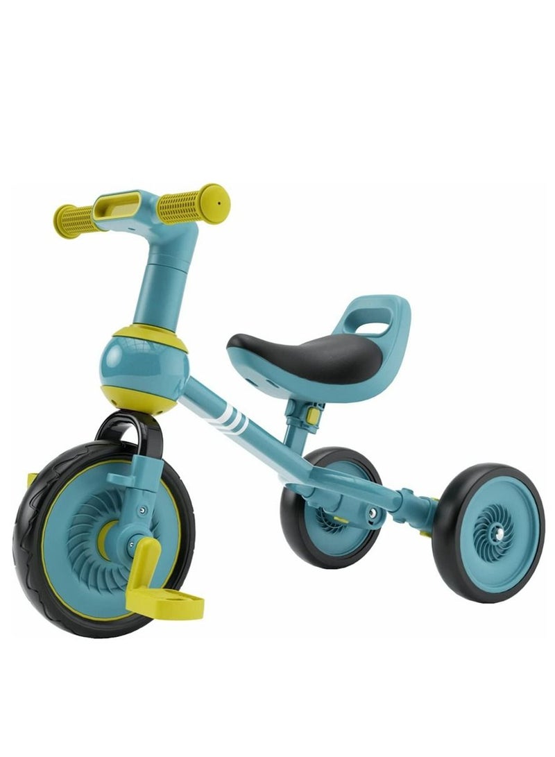 COOLBABY 4 in 1 Kids Tricycle Suitable for 1-3 Years Toddler Tricycle Boys Girls Baby Balance Bike Baby Lightweight with Detachable Pedals