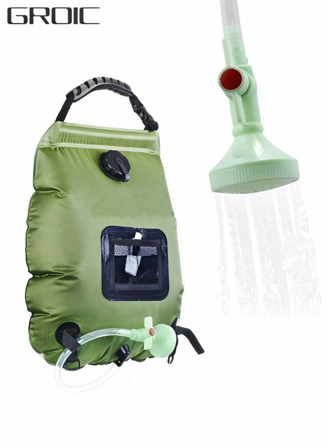 Solar Shower Bag, Portable Heating Camping Shower Bag 5Gal(20L)Water 45°C with Removable Hose and On-Off Switchable Shower Head for Outdoor Camping