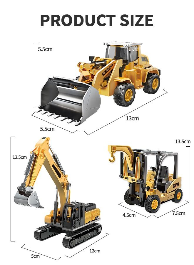 Construction Vehicles Truck Toys,Excavator Digger Bulldozer Forklift Toys,Construction Trucks Toy Set for Kids