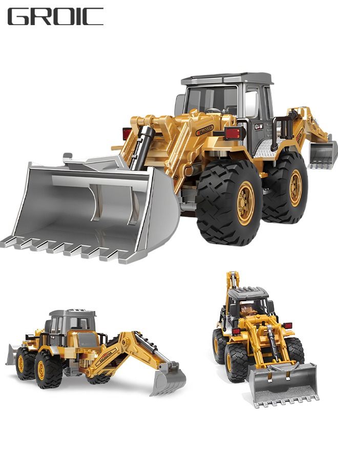 Diecast Backhoe Loader Toy, Excavator Bulldozer Car Heavy Duty Construction Vehicle Toys Digger Engineering Excavator Vehicle Gifts for Kids