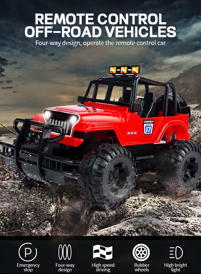 RC Cars,Electric Toy All Terrain Remote Control Car, Racing Cars Electric Vehicle,Kids Outdoor Toys Fast Racing Buggy Toy with Led Lights and Rechargeable Battery