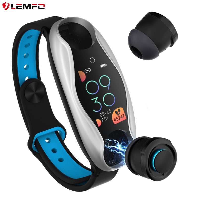 LT04 Bluetooth Earphone 2-In-1 Fitness Tracker Silver/Black/Blue