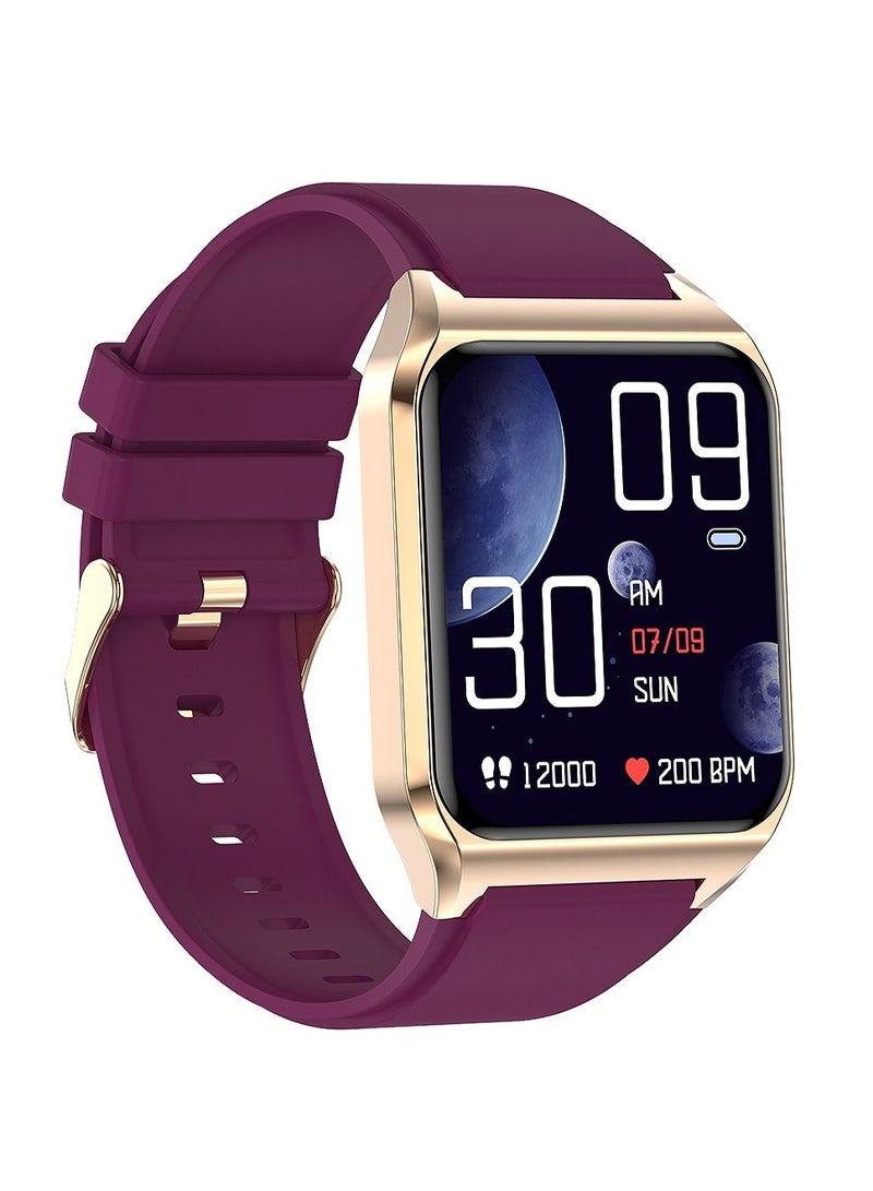 H60 Smart Watch Bluetooth Calling Body Temperature Heart Rate Smartwatch IP67 Waterproof Sports Fitness Tracker Watches For Men And Women With Purple Silicone Strap