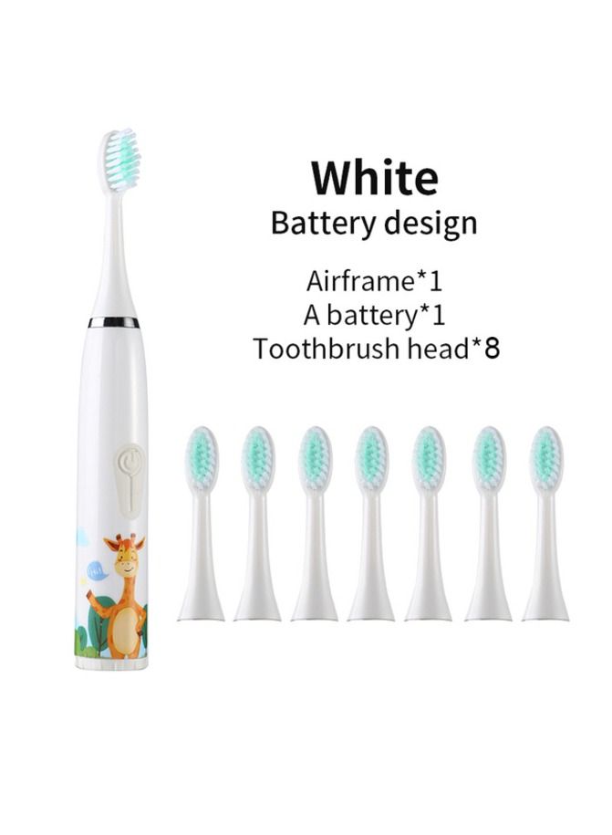 Electric Toothbrush for KIDS- 4 Powerful Cleaning & Whitening Modes with Soft Dupont Bristles 3 Hours Quick Charge for 45 Days IPX6 Waterproof Travel Portable Oral Dental Care Kit WHITE