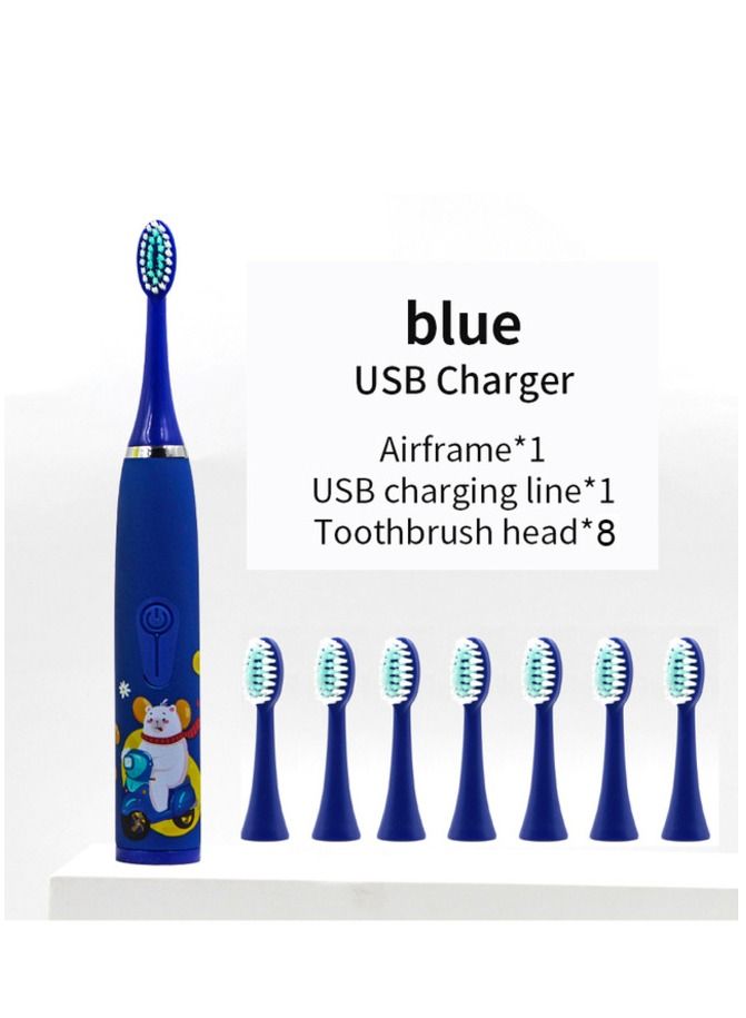 Electric Toothbrush for KIDS- 4 Powerful Cleaning & Whitening Modes with Soft Dupont Bristles 3 Hours Quick Charge for 45 Days IPX7 Waterproof Travel Portable Oral Dental Care Kit BLUE BLUE